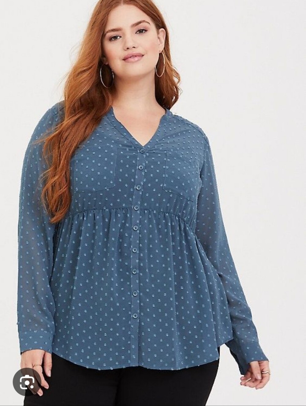 Torrid Emma Dusty Blue Swiss Dot Babydoll Tunic